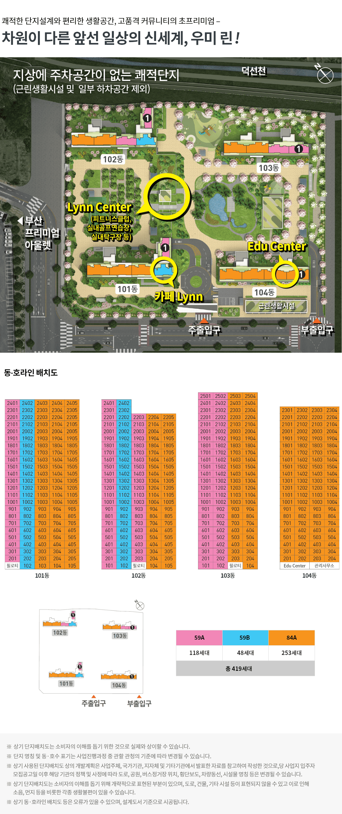 단지 및 동호수배치도